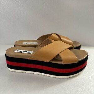 Steve Madden Brown Wedge Sandals with Layered Sole